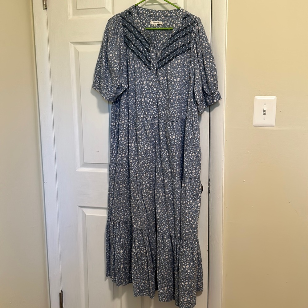 Blue Floral Madewell Midi Dress
